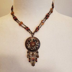 SALE PRICED!!>>VINTAGE COPPER  AND BRONZE BOHEMIAN AND ETHNIC NECKLACE
